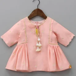 Outlet Diya Embroidered Peach Kurti And Pant Twinning Sets | Ethnic Wear