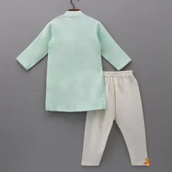 Online Diya Hand Embroidered Green Kurta And Churidar BOY Twinning Sets | Indian Ethnic Wear