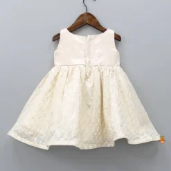 Clearance Double Layered Pearls Embellished Zari Embroidered Off White Dress Dresses & Sets | Dresses