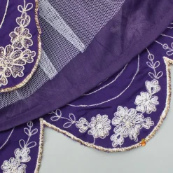 Hot Dual Back Knot Detail Purple Top And Tassels Enhanced Lehenga Twinning Sets | Ethnic Wear