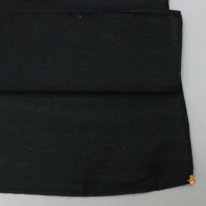 Sale Dual Flap Jacket Style Black Kurta And Pyjama BOY Twinning Sets | Indian Ethnic Wear