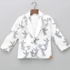Best Dual Pocket Detail White And Black Bird Printed Blazer BOY Formal Wear
