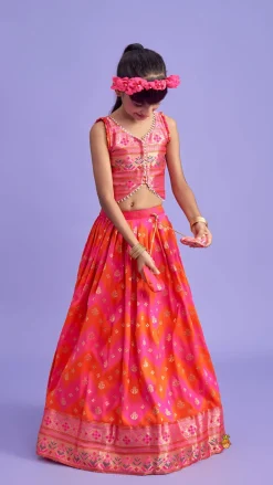 Online Dual Tone Brocade Embroidered Top And Lehenga Ethnic Wear | Lehengas & Ghagras