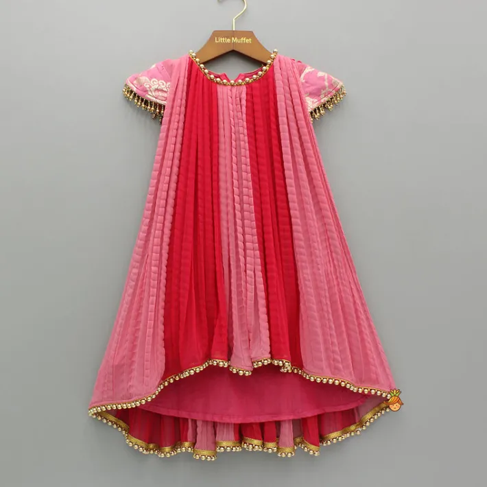 Online Dual Tone Embroidered Cap Sleeves High Low Kurti Ethnic Wear | Kurtis & Jumpsuits