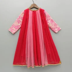 Fashion Dual Tone Embroidered Sleeves High Low Kurti Ethnic Wear | Kurtis & Jumpsuits
