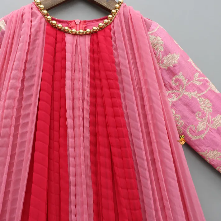 Discount Dual Tone Embroidered Sleeves High Low Kurti Ethnic Wear | Kurtis & Jumpsuits