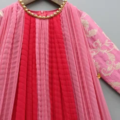 Fashion Dual Tone Embroidered Sleeves High Low Kurti Ethnic Wear | Kurtis & Jumpsuits