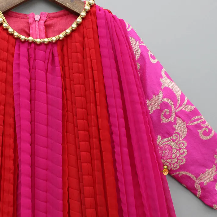 Sale Dual Tone Embroidered Sleeves Kurti Ethnic Wear | Kurtis & Jumpsuits