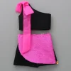 Outlet Dual Tone One-Shoulder Neoprene Top And Shorts Dresses & Sets | Sets