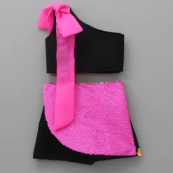 Outlet Dual Tone One-Shoulder Neoprene Top And Shorts Dresses & Sets | Sets