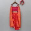 Discount Dual-Colour Top And Stylish Dhoti Skirt With Matching Cape And Hairband Ethnic Wear | Dhotis & Patialas