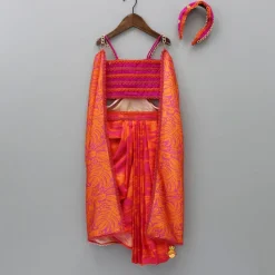 Discount Dual-Colour Top And Stylish Dhoti Skirt With Matching Cape And Hairband Ethnic Wear | Dhotis & Patialas