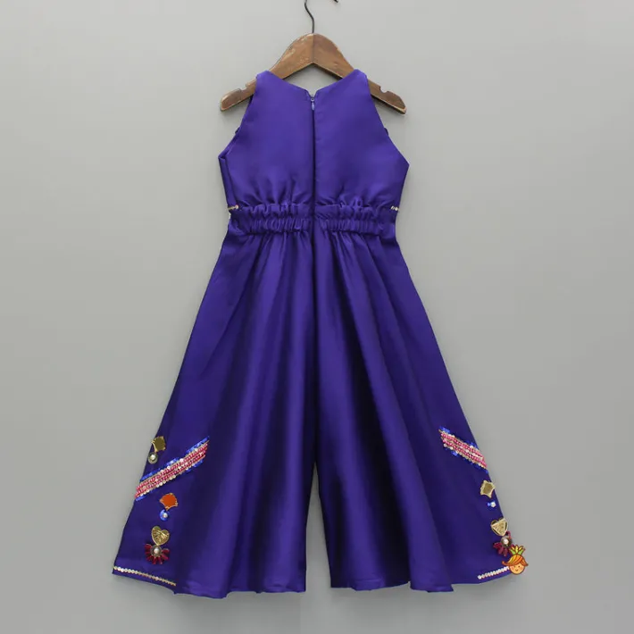 Best Elegant Artificial Stone And Bead Embellished Purple Jumpsuit Ethnic Wear