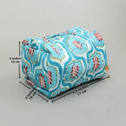 Hot Elegant Blue Block-Printed Pouch Bags - Set Of 2 Bags