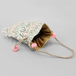 Outlet Elegant Embroidered Braided String Potli Bag Bags