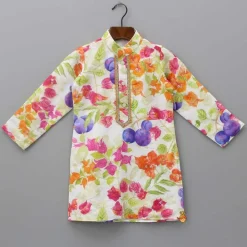 Online Elegant Floral Printed Multicolour Kurta And Pyjama BOY Twinning Sets | Indian Ethnic Wear