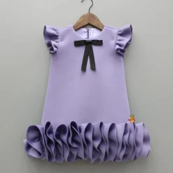 Best Elegant Lavender Ruffle Dress With Matching Sling Bag Dresses & Sets | Dresses