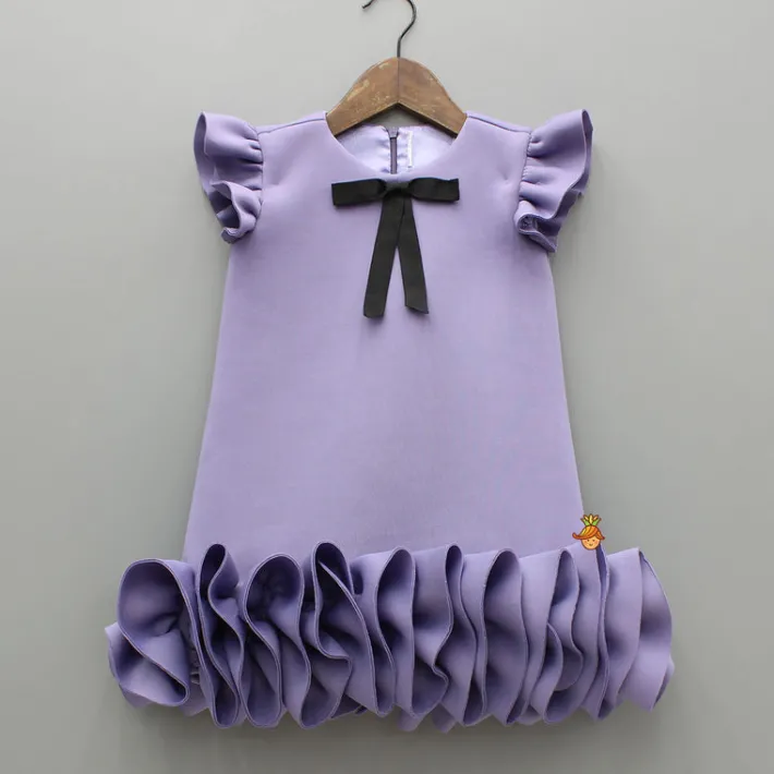 Best Elegant Lavender Ruffle Dress With Matching Sling Bag Dresses & Sets | Dresses
