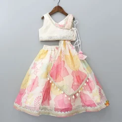 Online Elegant Organza Floral Printed Stylish Top With Lehenga Ethnic Wear | Lehengas & Ghagras