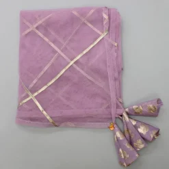 Discount Elegant Pastel Purple Embroidered One Shoulder Top With Lehenga And Gota Lace Detail Dupatta Twinning Sets | Ethnic Wear