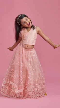 Discount Elegant Peach Drape Top And Sequins Embroidered Lehenga Ethnic Wear | Lehengas & Ghagras