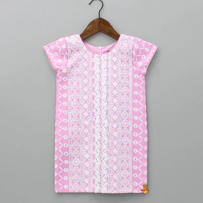 Fashion Elegant Pink Kurti And Dhoti Pant With Net Dupatta Ethnic Wear | Dhotis & Patialas