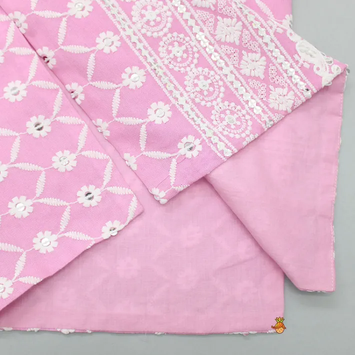 Fashion Elegant Pink Kurti And Dhoti Pant With Net Dupatta Ethnic Wear | Dhotis & Patialas