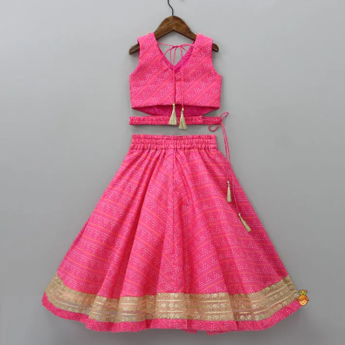Best Elegant Pink Top And Fringes Tassels Detail Lehenga With Matching Dupatta Ethnic Wear | Lehengas & Ghagras