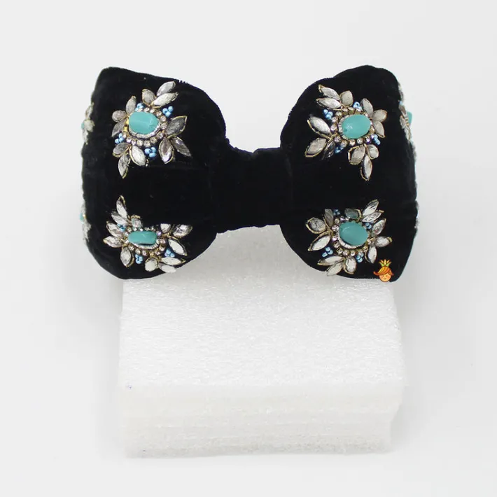 Sale Elegant Stones And Beads Embellished Black Hair Band Hair Accessories | Hair Bands