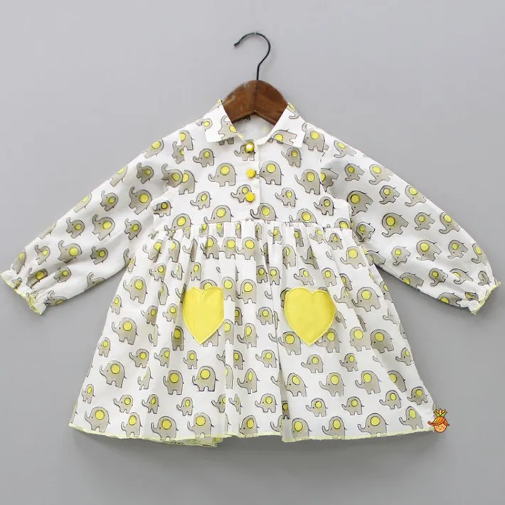 Online Elephant Print Dress With Heart Shaped Pocket Dresses & Sets | Dresses