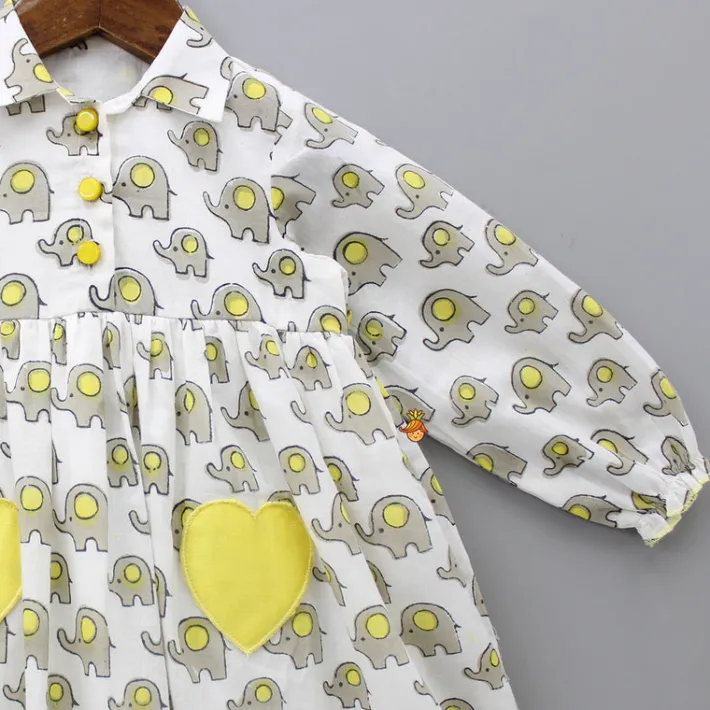 Online Elephant Print Dress With Heart Shaped Pocket Dresses & Sets | Dresses