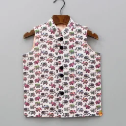 Clearance Elephant Printed Multicoloured Jacket BOY Indian Ethnic Wear | Ethnic Jackets