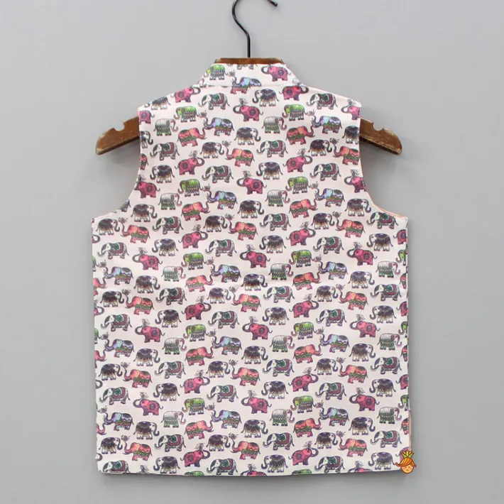Clearance Elephant Printed Multicoloured Jacket BOY Indian Ethnic Wear | Ethnic Jackets
