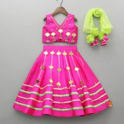 Sale Embellised Pink Top And Lehenga With Dupatta Ethnic Wear | Lehengas & Ghagras