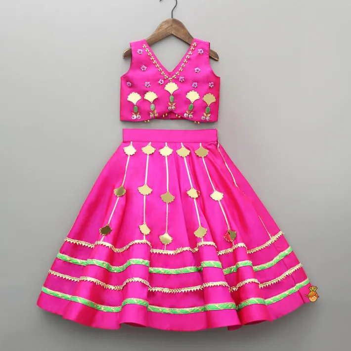 Sale Embellised Pink Top And Lehenga With Dupatta Ethnic Wear | Lehengas & Ghagras