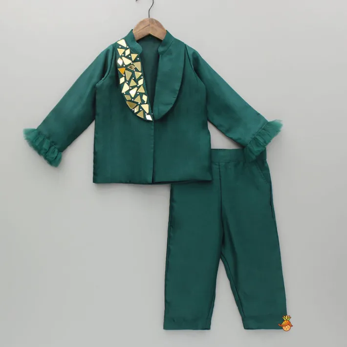 Hot Embellished Green Blazer Style Top With Pant Dresses & Sets | Sets