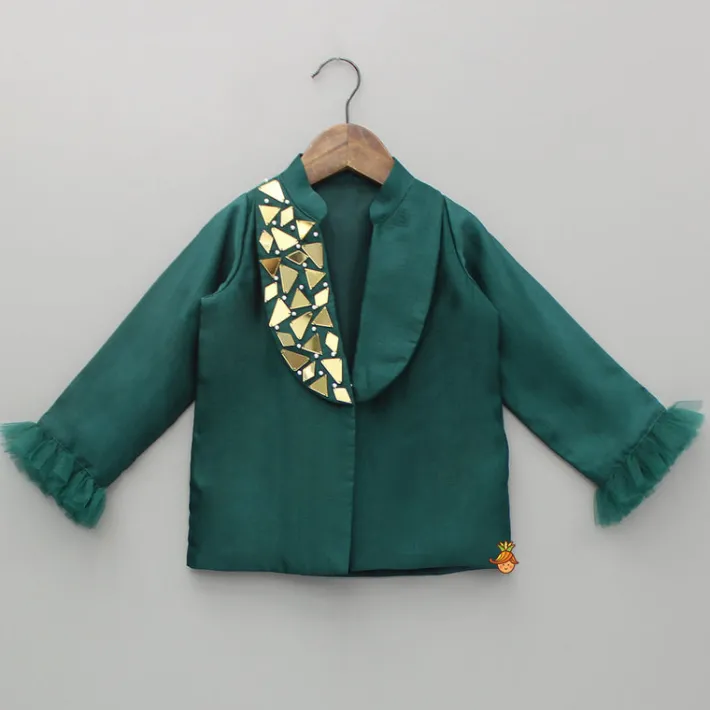 Hot Embellished Green Blazer Style Top With Pant Dresses & Sets | Sets