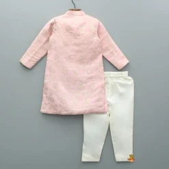 Outlet Embellished Pink Chanderi Sherwani And Pant BOY Indian Ethnic Wear | Sherwani Sets