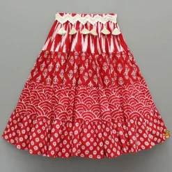 Sale Embellished Printed Strappy Red Top And Lehenga With Matching Dupatta Ethnic Wear | Lehengas & Ghagras