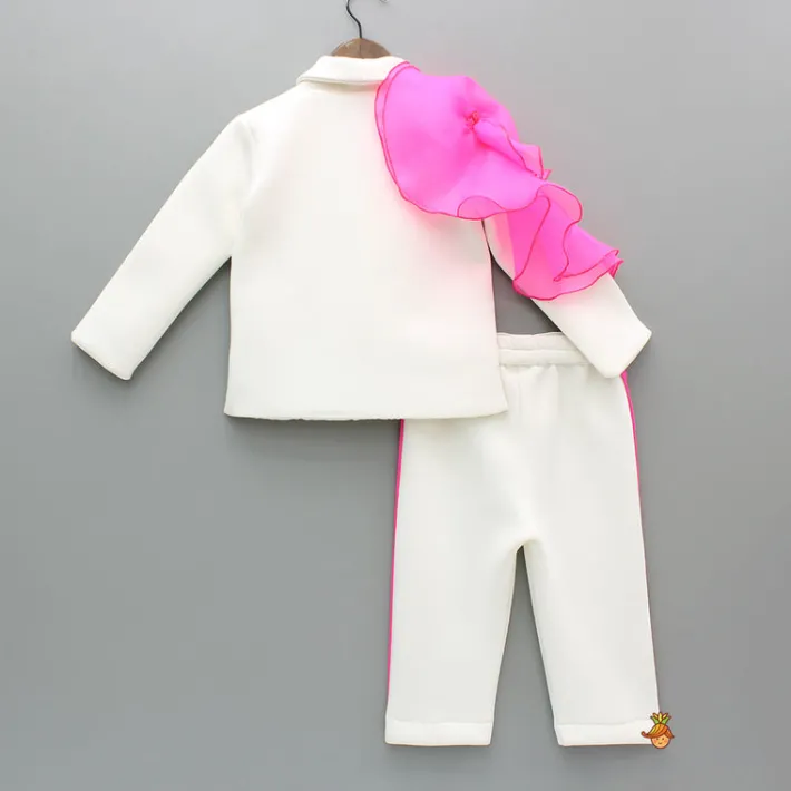 Outlet Embellished White Blazer Style Top With Pant And Bow Hairclip Dresses & Sets | Sets