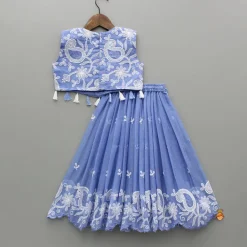 Online Embroidered And Embellished Top With Lehenga And Dupatta Ethnic Wear | Lehengas & Ghagras