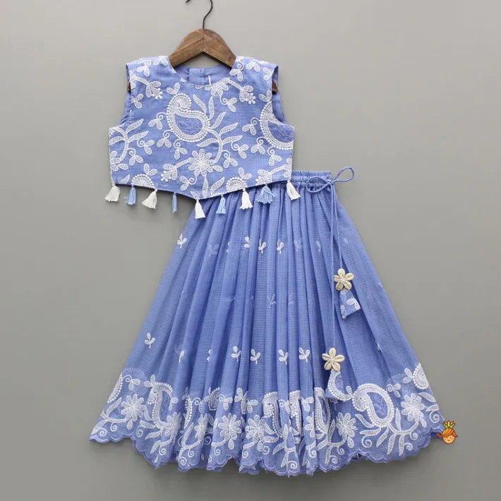 Online Embroidered And Embellished Top With Lehenga And Dupatta Ethnic Wear | Lehengas & Ghagras