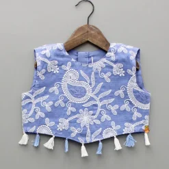 Online Embroidered And Embellished Top With Lehenga And Dupatta Ethnic Wear | Lehengas & Ghagras