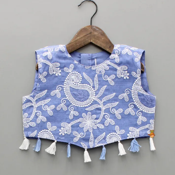 Online Embroidered And Embellished Top With Lehenga And Dupatta Ethnic Wear | Lehengas & Ghagras