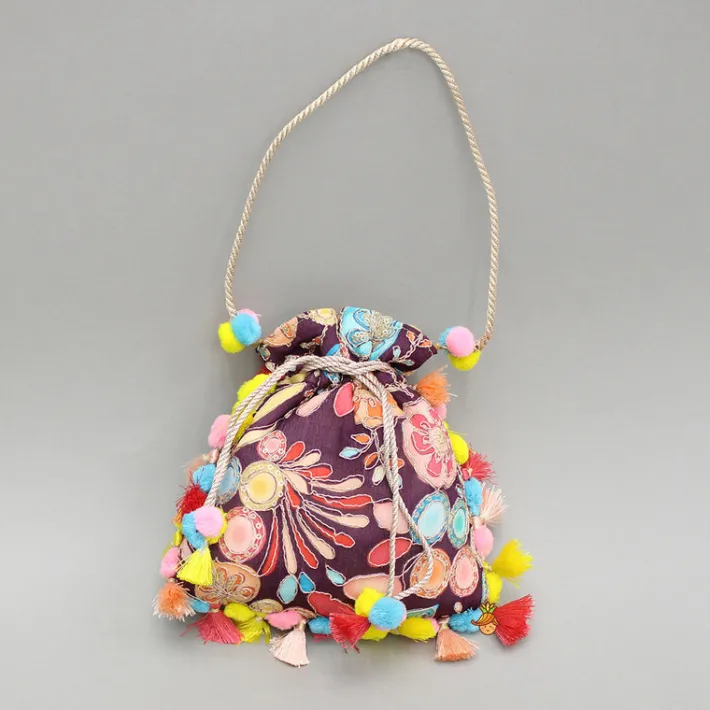 Hot Embroidered And Printed Wine Potli Bag Bags