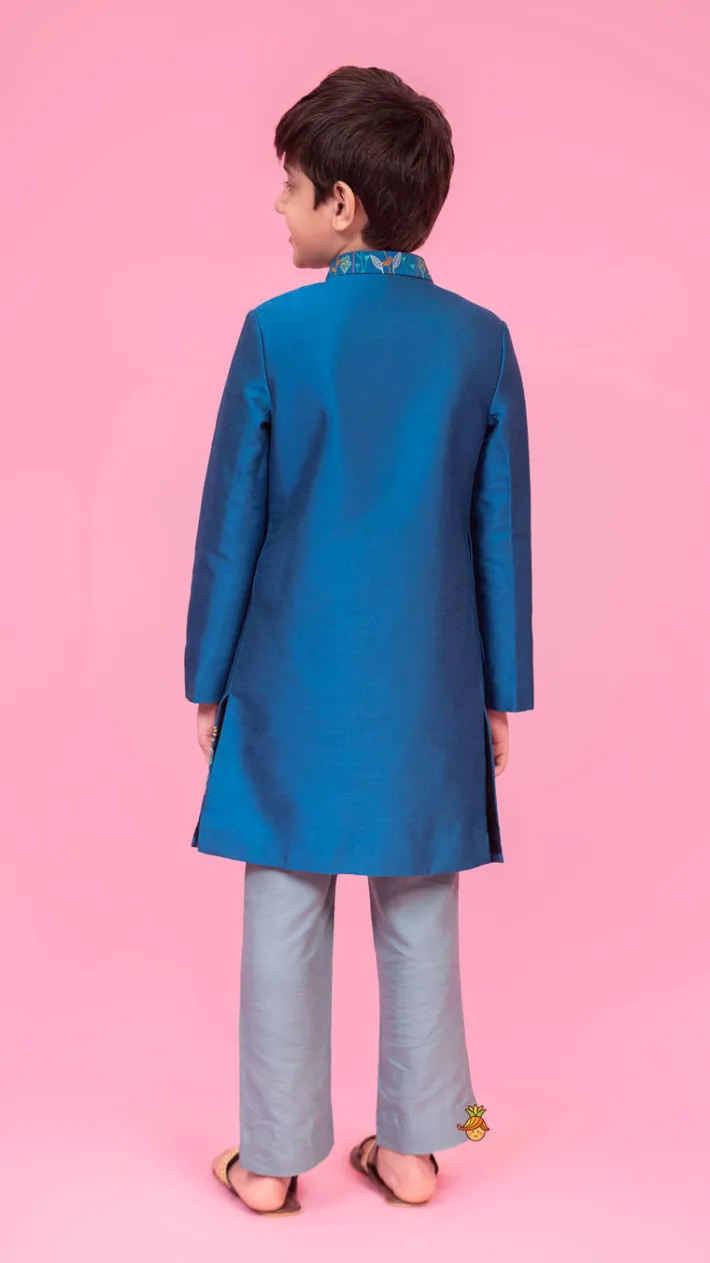 Outlet Embroidered Blue Stylish Sherwani And Pant BOY Indian Ethnic Wear | Sherwani Sets