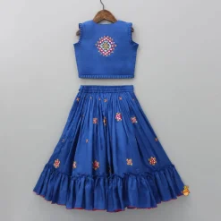 Clearance Embroidered Blue Top And Flared Lehenga Twinning Sets | Ethnic Wear