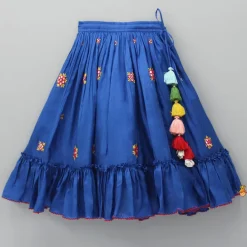 Clearance Embroidered Blue Top And Flared Lehenga Twinning Sets | Ethnic Wear