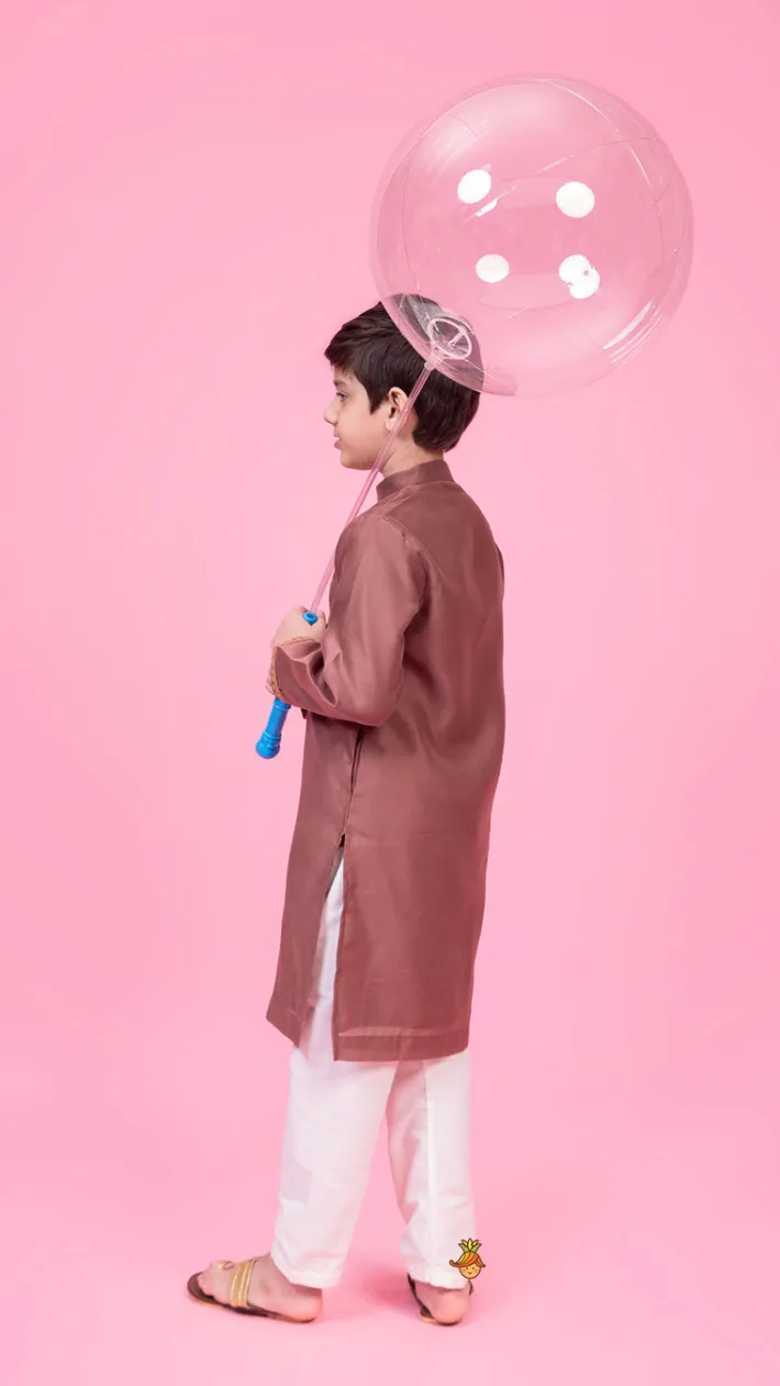 Sale Embroidered Brown Kurta And Pyjama BOY Indian Ethnic Wear | Ethnic Sets