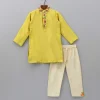 New Embroidered Collar And Front Placket Mustard Kurta With Pyjama BOY Twinning Sets | Indian Ethnic Wear